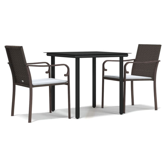 VIDAXL Ensemble à Manger De Jardin 3 Pcs Coussins Résine Tressée Acier