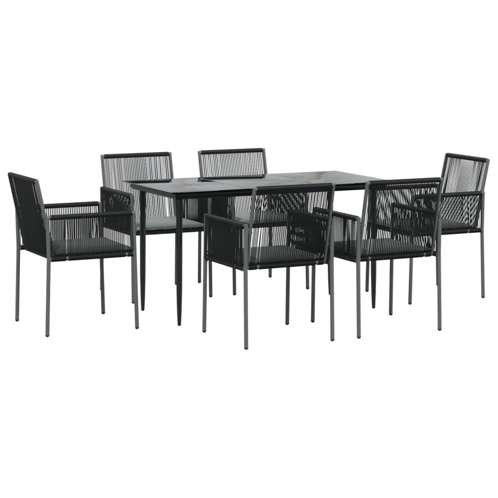 VIDAXL Ensemble à Dîner De Jardin Coussins 7 Pcs Noir Rotin Et Acier