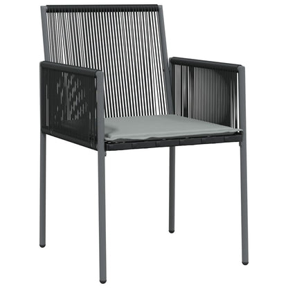 VIDAXL Ensemble à Dîner De Jardin Coussins 7 Pcs Noir Rotin Et Acier