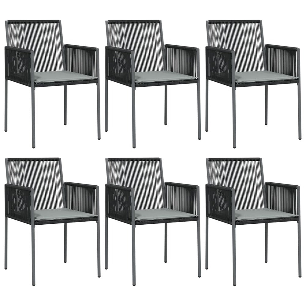 VIDAXL Ensemble à Dîner De Jardin Coussins 7 Pcs Noir Rotin Et Acier