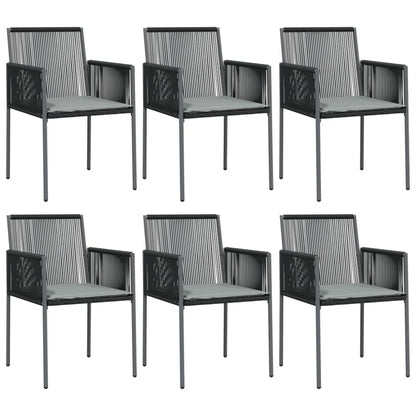 VIDAXL Ensemble à Dîner De Jardin Coussins 7 Pcs Noir Rotin Et Acier
