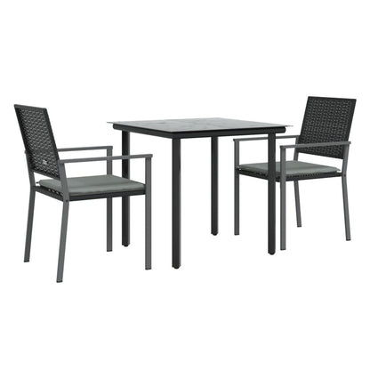 VIDAXL Ensemble à Manger De Jardin 3 Pcs Coussins Résine Tressée Acier