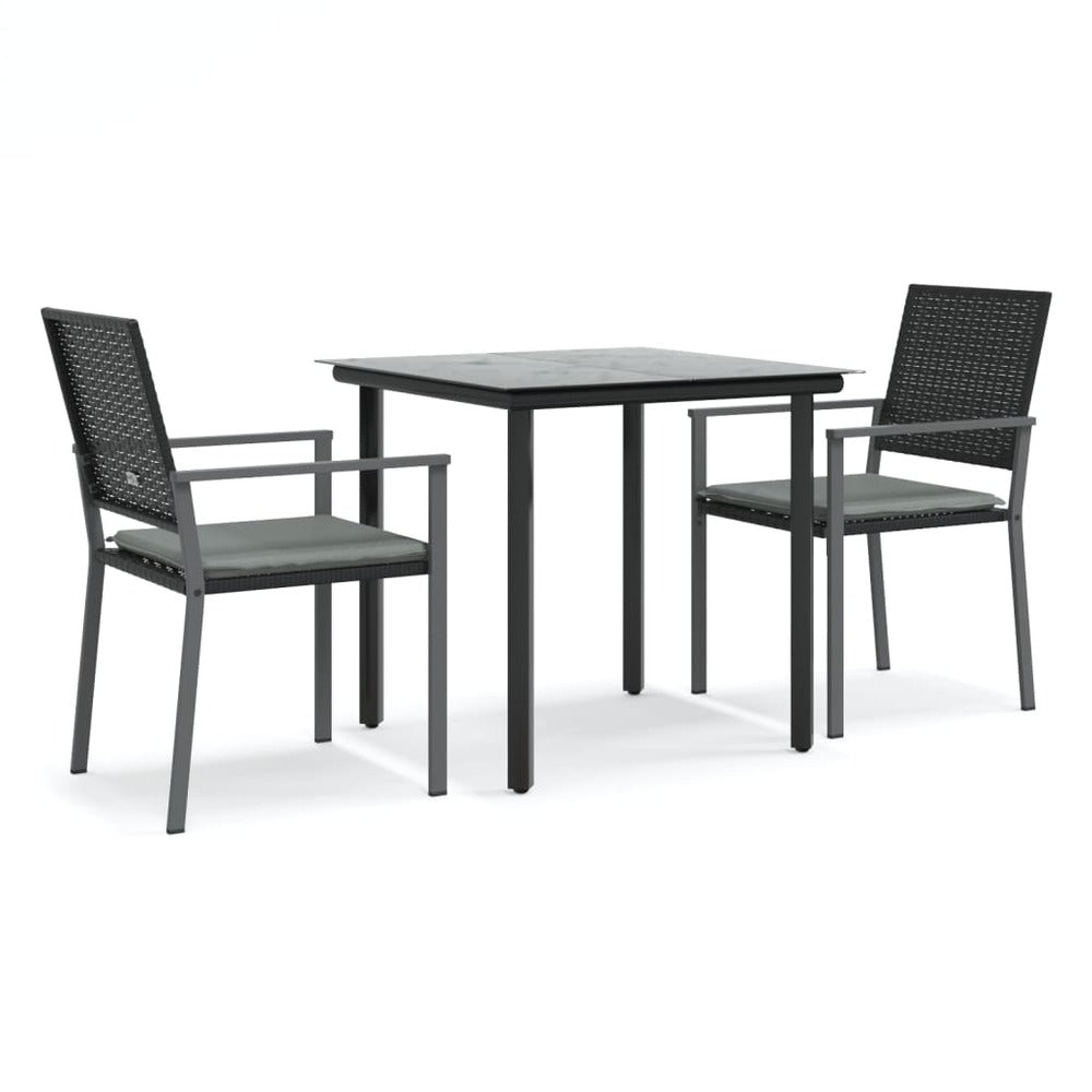 VIDAXL Ensemble à Manger De Jardin 3 Pcs Coussins Résine Tressée Acier