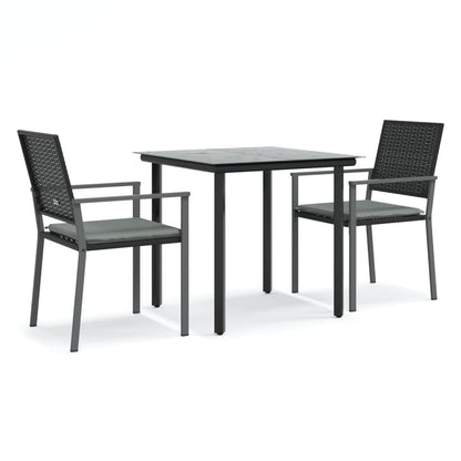 VIDAXL Ensemble à Manger De Jardin 3 Pcs Coussins Résine Tressée Acier