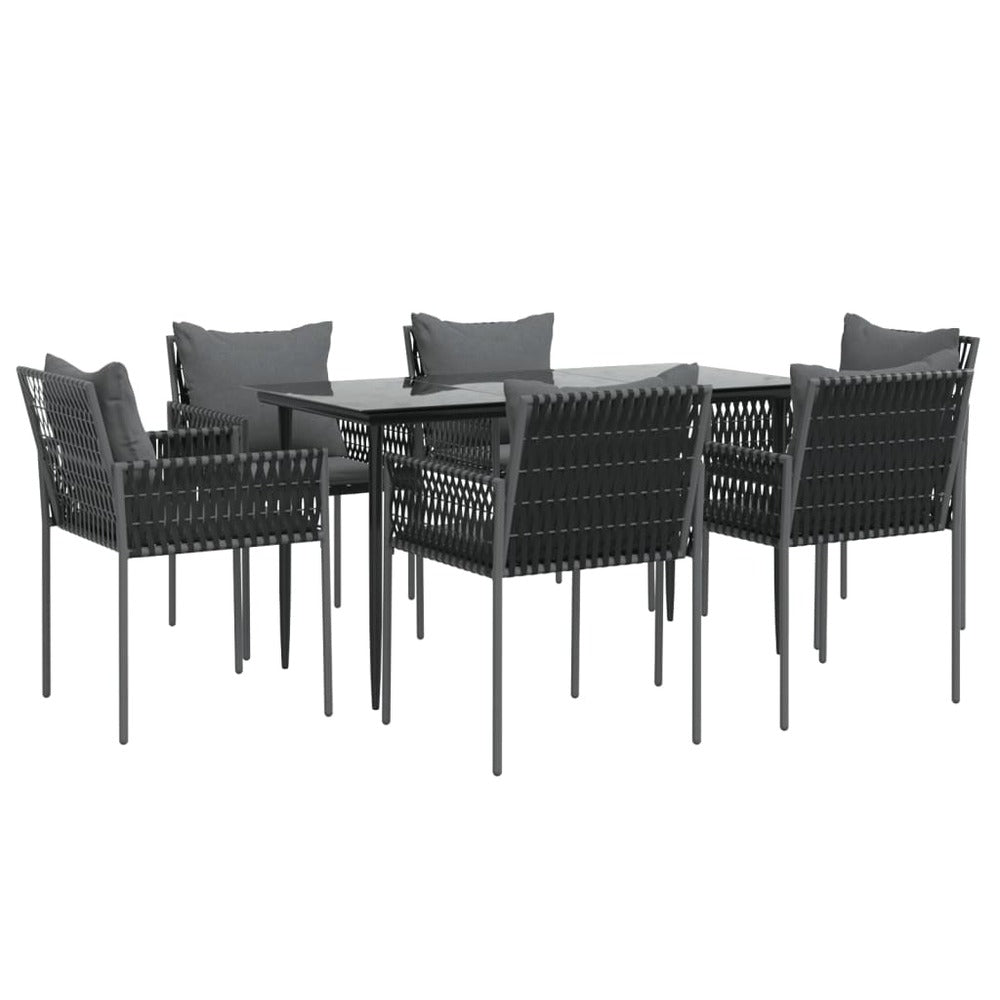 VIDAXL Ensemble à Manger De Jardin 7 Pcs Coussins Résine Tressée Acier