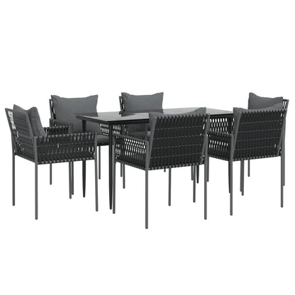 VIDAXL Ensemble à Manger De Jardin 7 Pcs Coussins Résine Tressée Acier