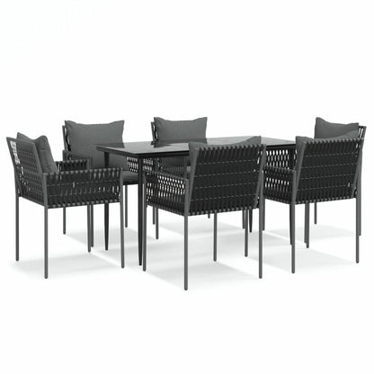 VIDAXL Ensemble à Manger De Jardin 7 Pcs Coussins Résine Tressée Acier