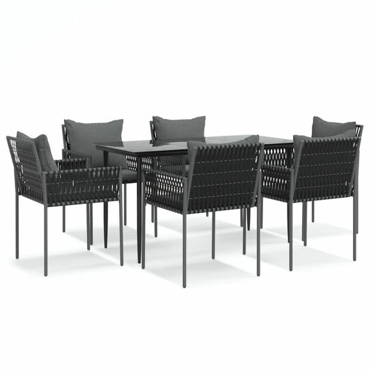 VIDAXL Ensemble à Manger De Jardin 7 Pcs Coussins Résine Tressée Acier