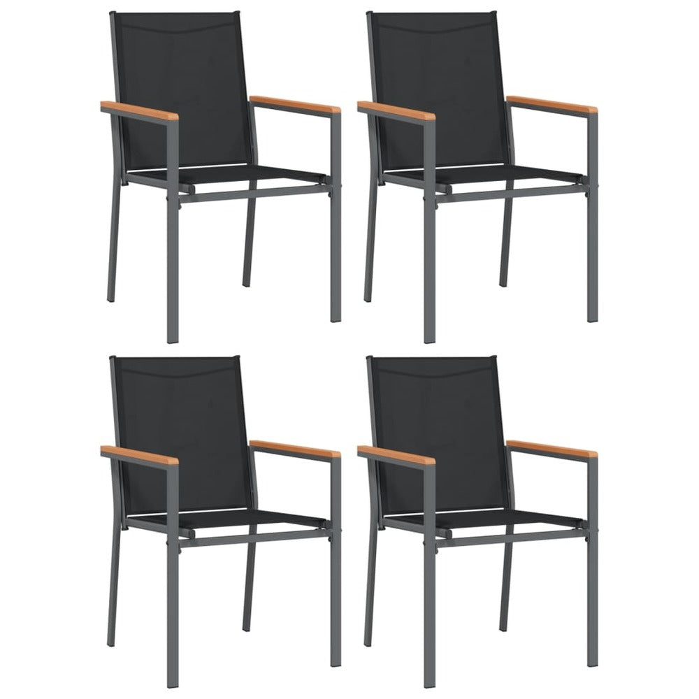 VIDAXL Ensemble à Manger De Jardin 5 Pcs Noir Textilène Et Acier