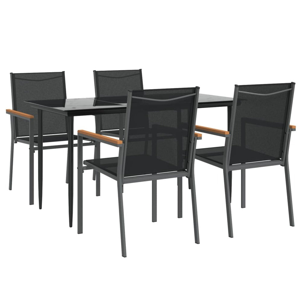 VIDAXL Ensemble à Manger De Jardin 5 Pcs Noir Textilène Et Acier