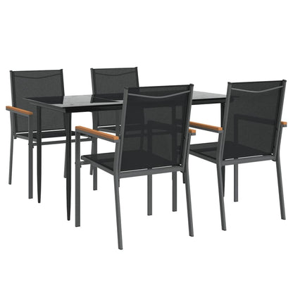 VIDAXL Ensemble à Manger De Jardin 5 Pcs Noir Textilène Et Acier