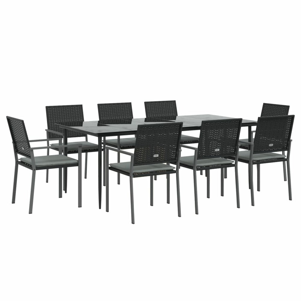 VIDAXL Ensemble à Manger De Jardin 9 Pcs Coussins Résine Tressée Acier