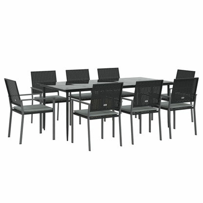 VIDAXL Ensemble à Manger De Jardin 9 Pcs Coussins Résine Tressée Acier