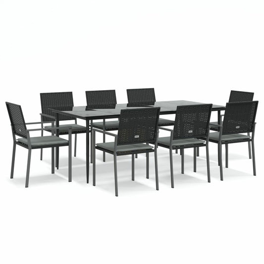 VIDAXL Ensemble à Manger De Jardin 9 Pcs Coussins Résine Tressée Acier