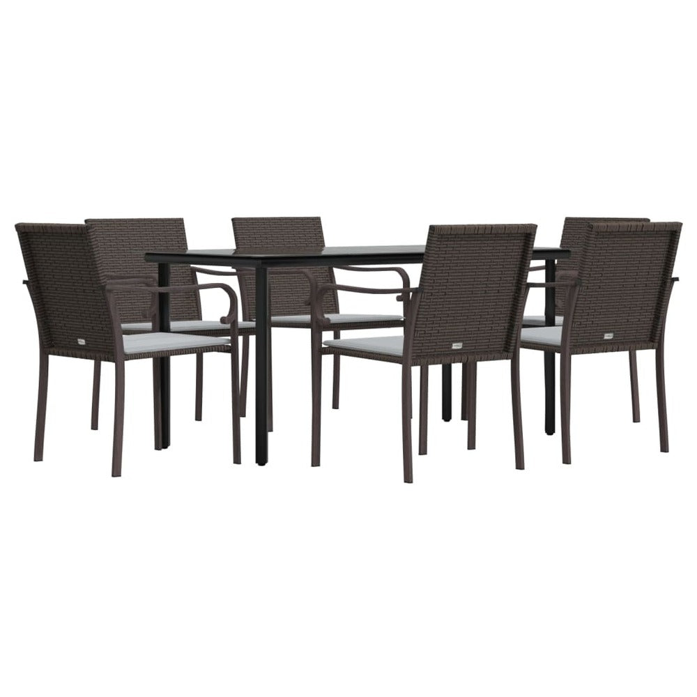 VIDAXL Ensemble à Manger De Jardin 7 Pcs Coussins Résine Tressée Acier