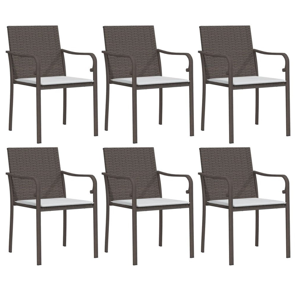 VIDAXL Ensemble à Manger De Jardin 7 Pcs Coussins Résine Tressée Acier