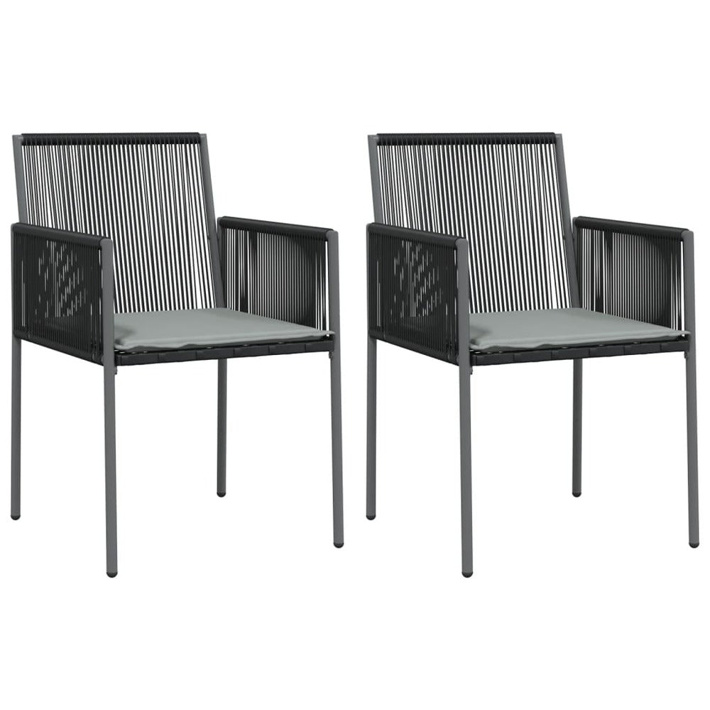 VIDAXL Ensemble à Dîner De Jardin Coussins 3 Pcs Noir Rotin Et Acier