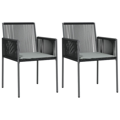 VIDAXL Ensemble à Dîner De Jardin Coussins 3 Pcs Noir Rotin Et Acier