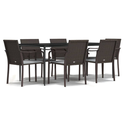 VIDAXL Ensemble à Manger De Jardin 7 Pcs Coussins Résine Tressée Acier