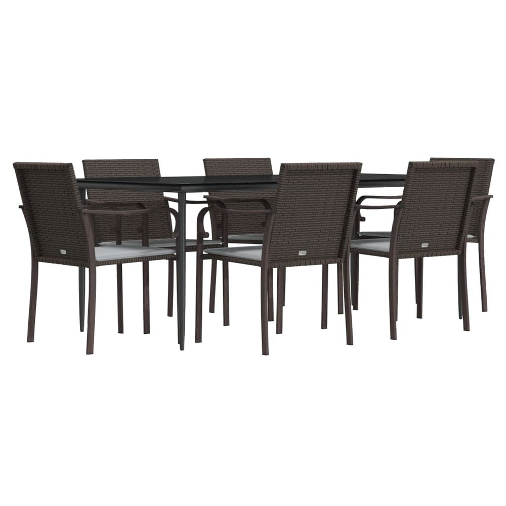 VIDAXL Ensemble à Manger De Jardin 7 Pcs Coussins Résine Tressée Acier
