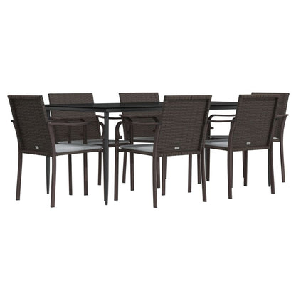 VIDAXL Ensemble à Manger De Jardin 7 Pcs Coussins Résine Tressée Acier