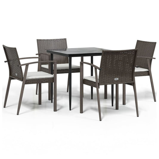 VIDAXL Ensemble à Manger De Jardin 5 Pcs Coussins Résine Tressée Acier