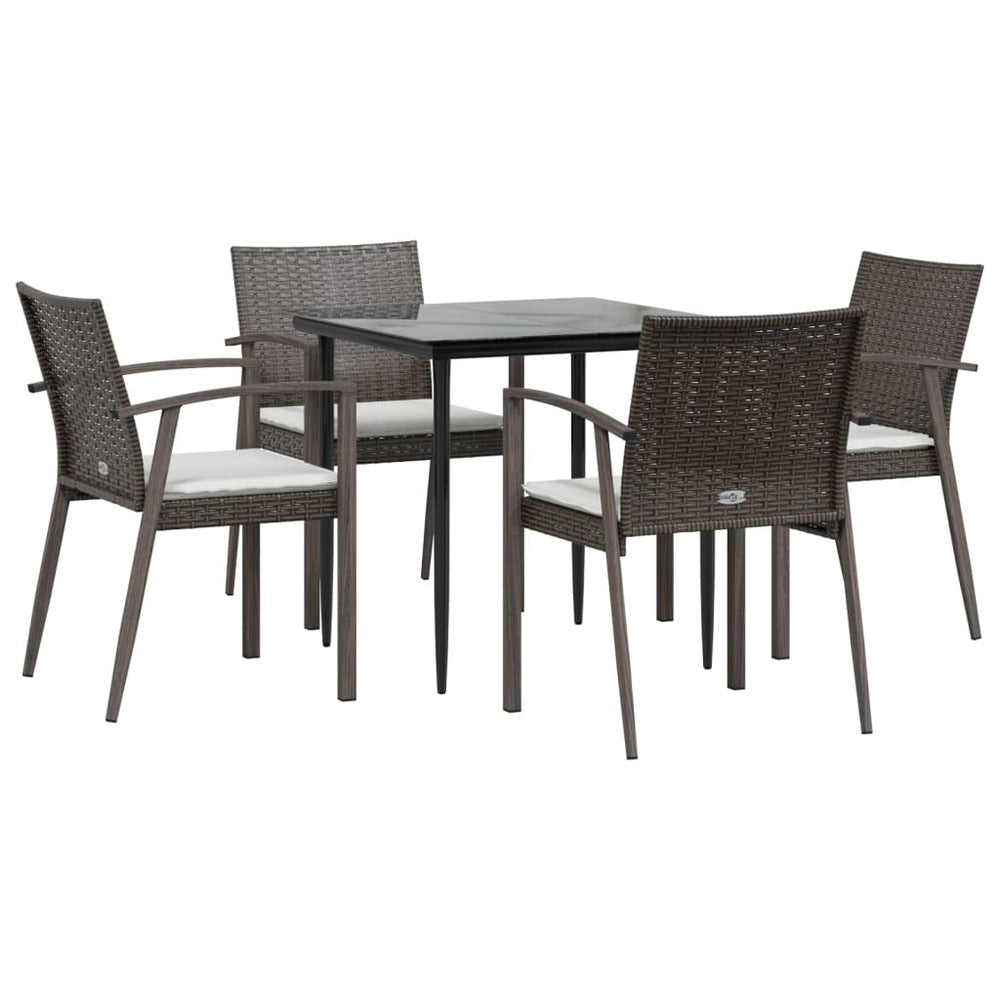 VIDAXL Ensemble à Manger De Jardin 5 Pcs Coussins Résine Tressée Acier