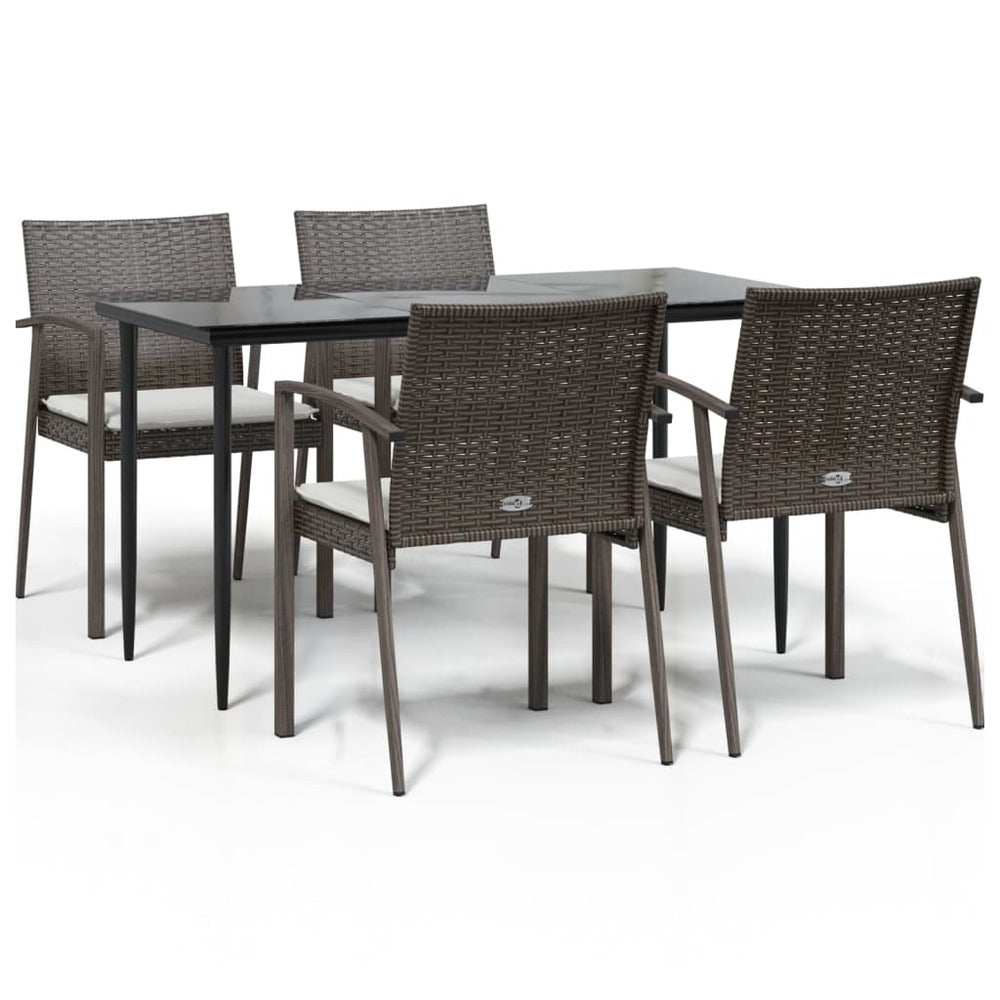 VIDAXL Ensemble à Manger De Jardin 5 Pcs Coussins Résine Tressée Acier