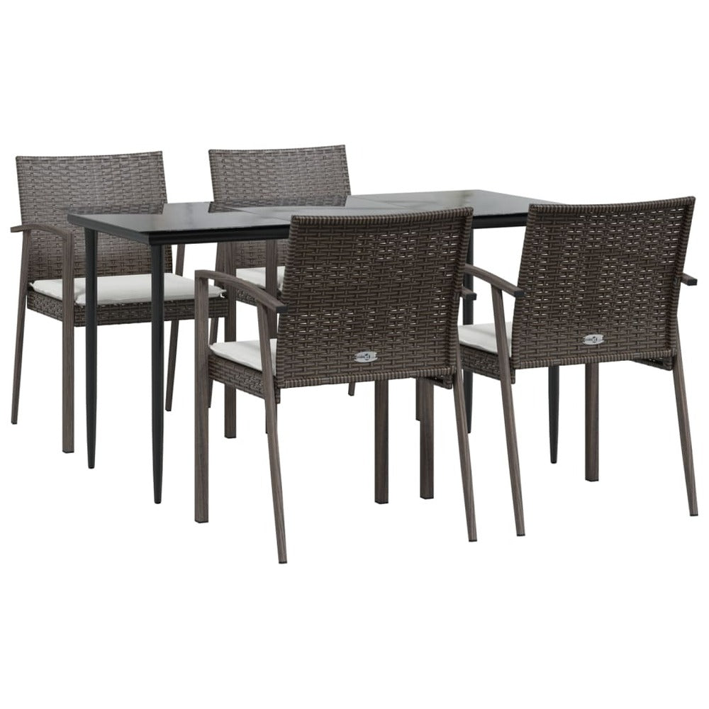 VIDAXL Ensemble à Manger De Jardin 5 Pcs Coussins Résine Tressée Acier