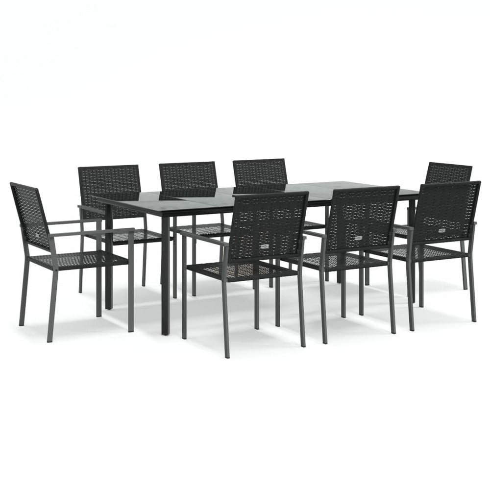 VIDAXL Ensemble à Manger De Jardin 9 Pcs Résine Tressée Acier