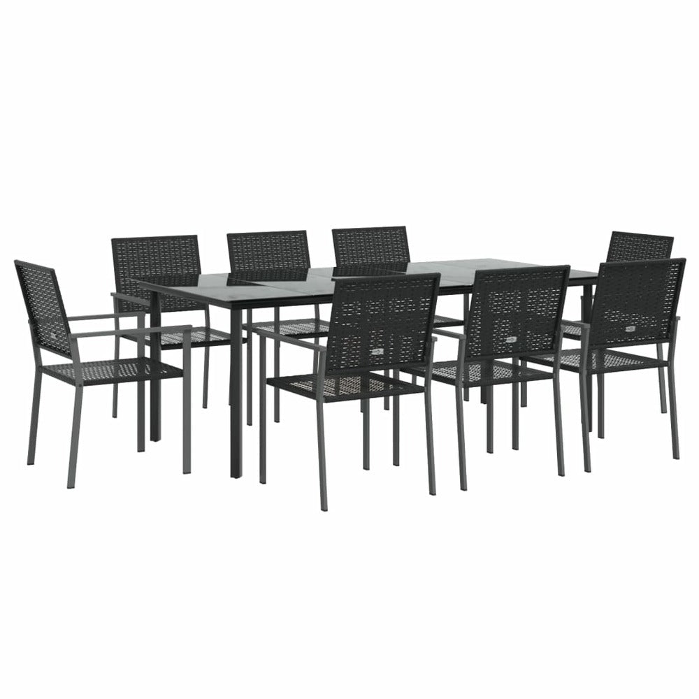 VIDAXL Ensemble à Manger De Jardin 9 Pcs Résine Tressée Acier