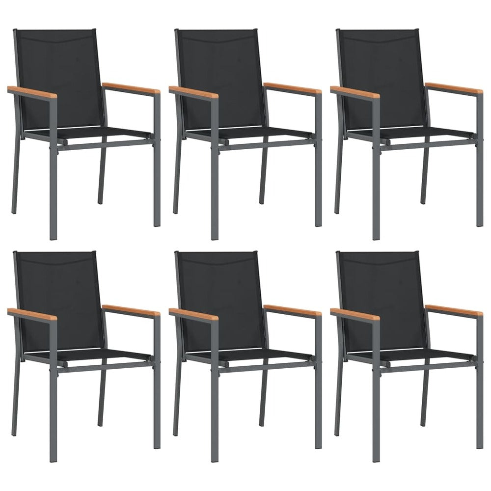 VIDAXL Ensemble à Manger De Jardin 7 Pcs Noir Textilène Et Acier