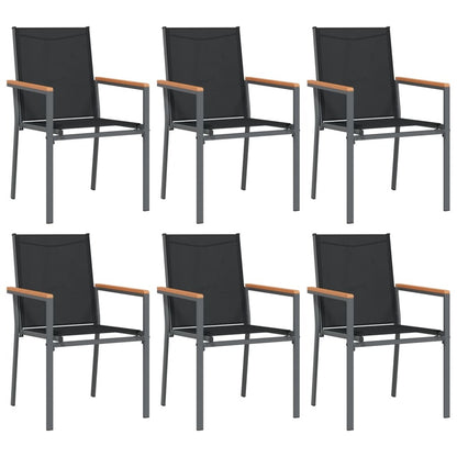 VIDAXL Ensemble à Manger De Jardin 7 Pcs Noir Textilène Et Acier
