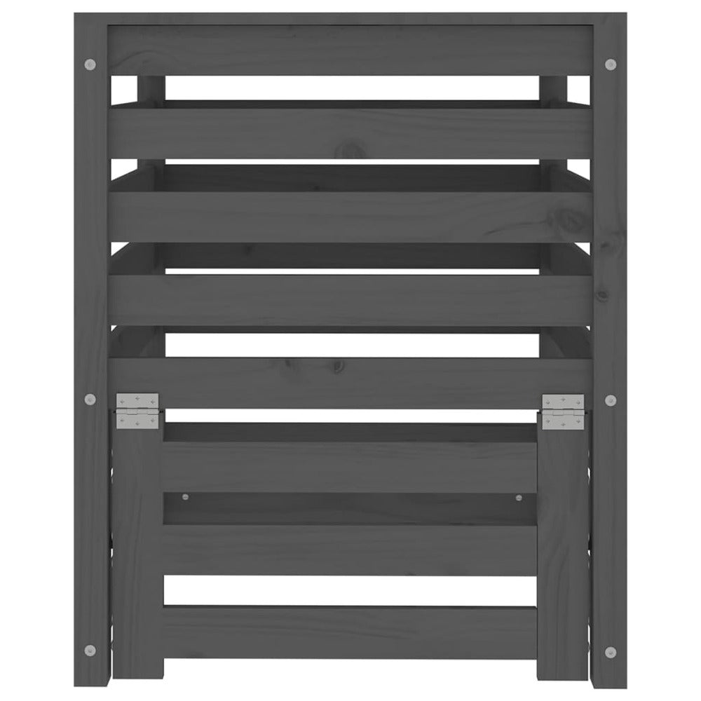 VIDAXL Composteur Gris 63,5x63,5x77,5 Cm Bois Massif De Pin