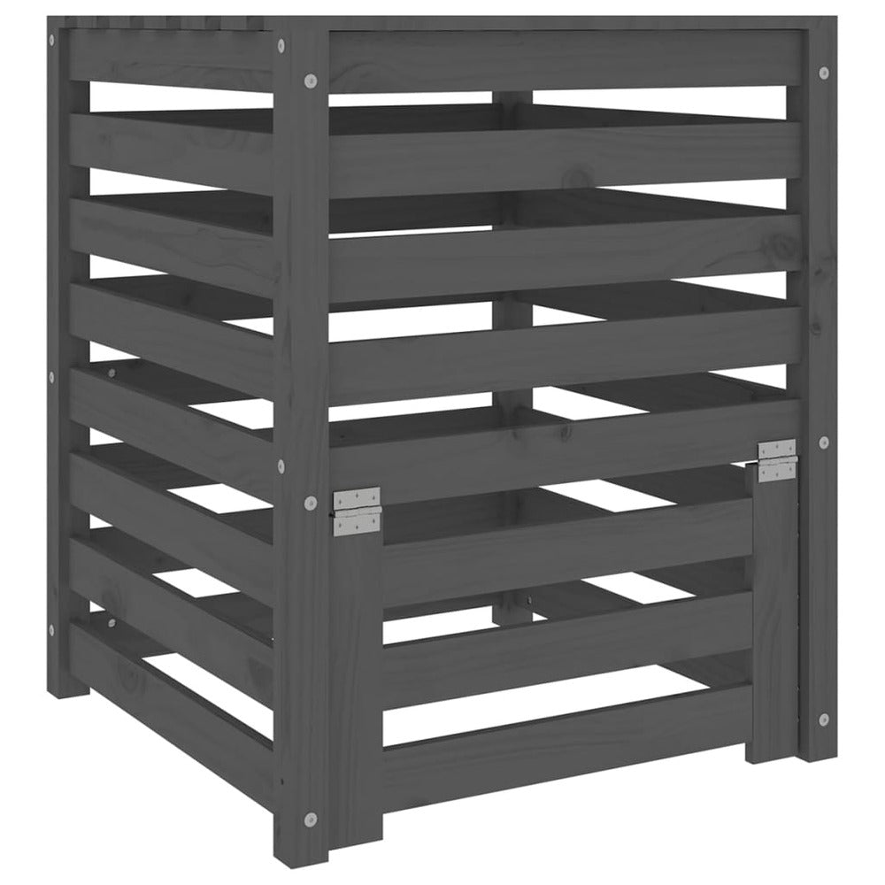 VIDAXL Composteur Gris 63,5x63,5x77,5 Cm Bois Massif De Pin