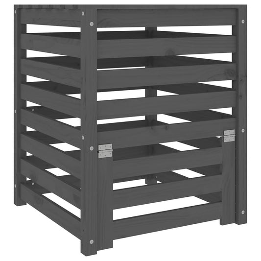 VIDAXL Composteur Gris 63,5x63,5x77,5 Cm Bois Massif De Pin