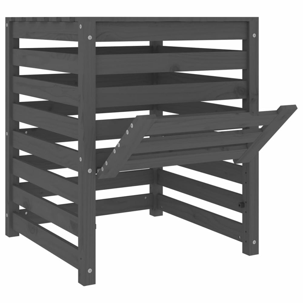 VIDAXL Composteur Gris 63,5x63,5x77,5 Cm Bois Massif De Pin
