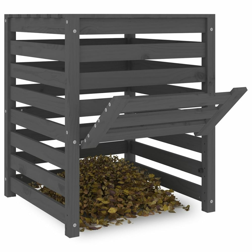 VIDAXL Composteur Gris 63,5x63,5x77,5 Cm Bois Massif De Pin