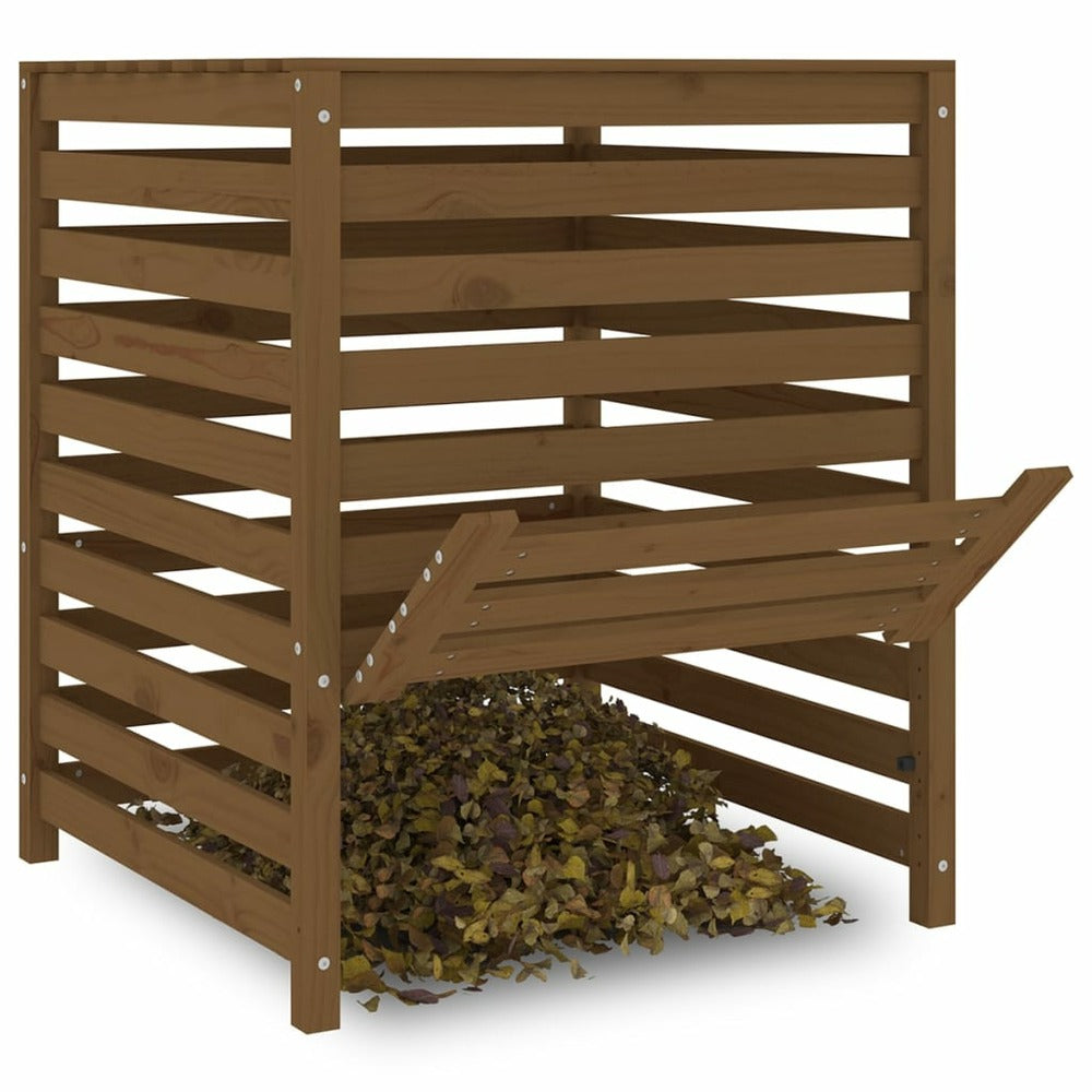 VIDAXL Composteur Marron Miel 82,5x82,5x99,5 Cm Bois Massif De Pin