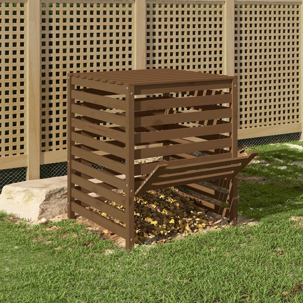 VIDAXL Composteur Marron Miel 82,5x82,5x99,5 Cm Bois Massif De Pin