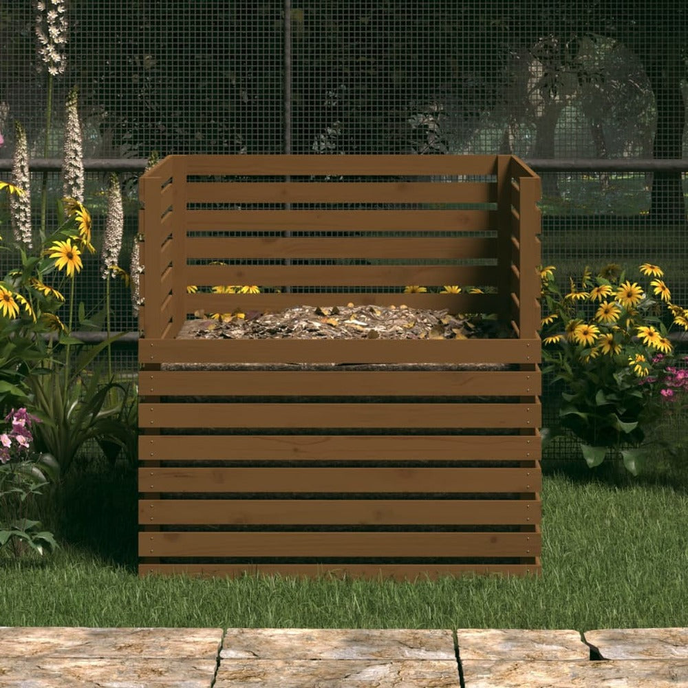 VIDAXL Composteur Marron Miel 100x100x102 Cm Bois Massif De Pin
