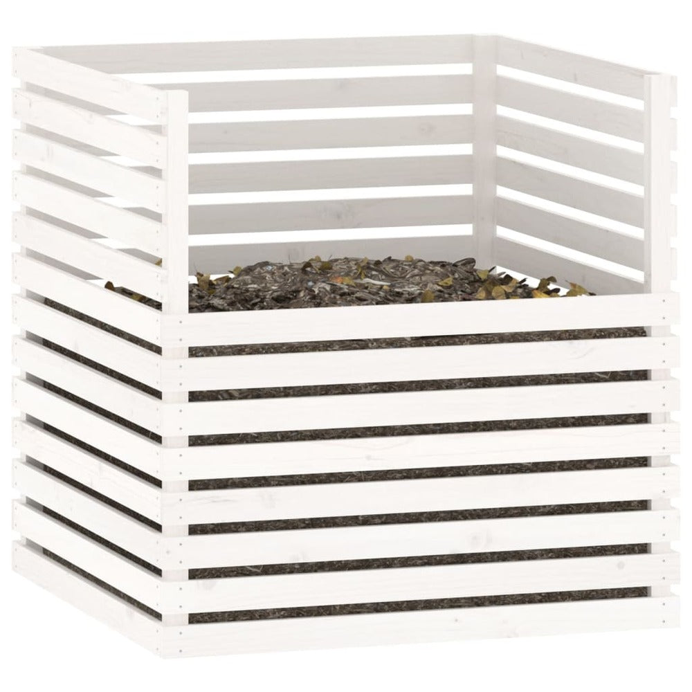 VIDAXL Composteur Blanc 100x100x102 Cm Bois Massif De Pin