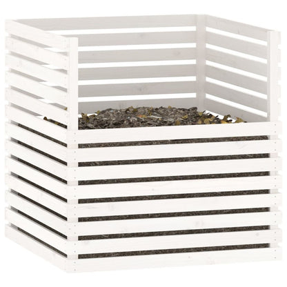 VIDAXL Composteur Blanc 100x100x102 Cm Bois Massif De Pin