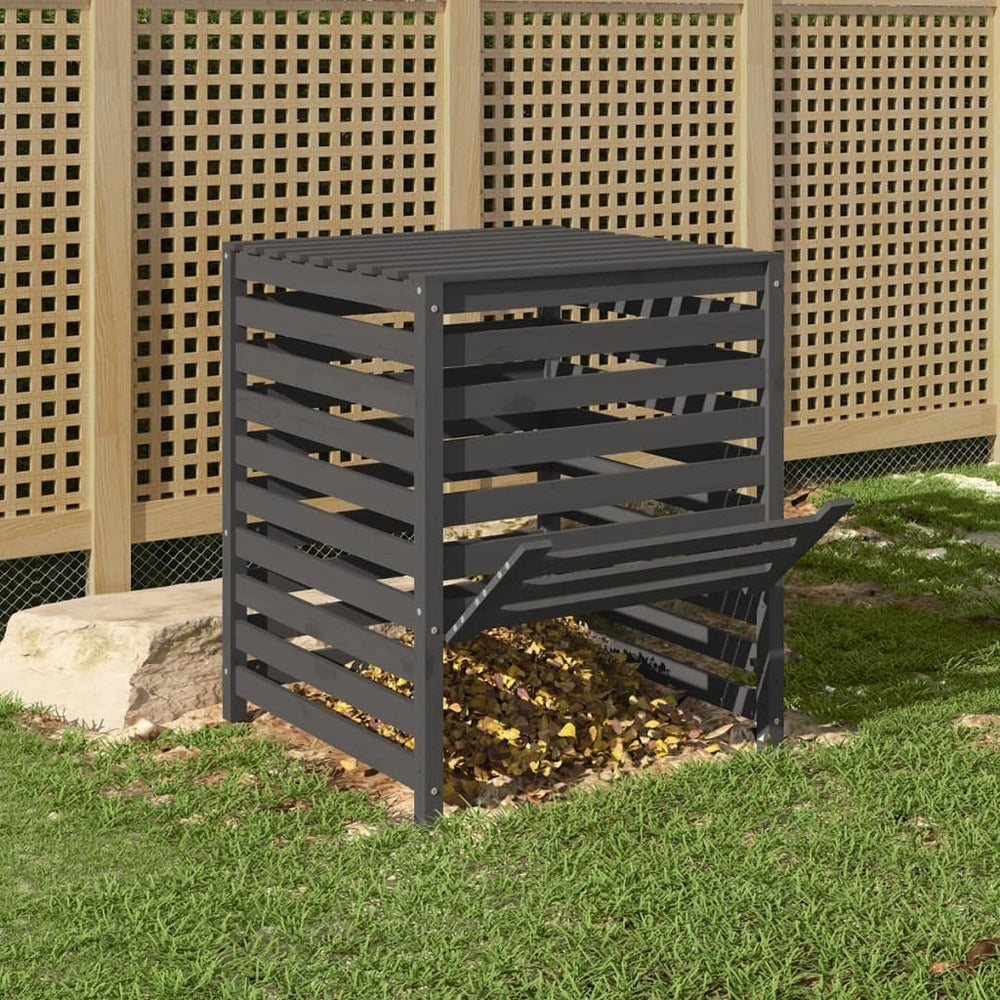 VIDAXL Composteur Gris 82,5x82,5x99,5 Cm Bois Massif De Pin