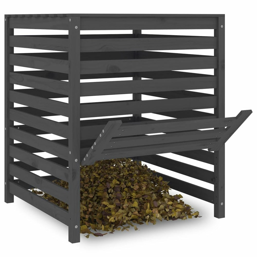 VIDAXL Composteur Gris 82,5x82,5x99,5 Cm Bois Massif De Pin