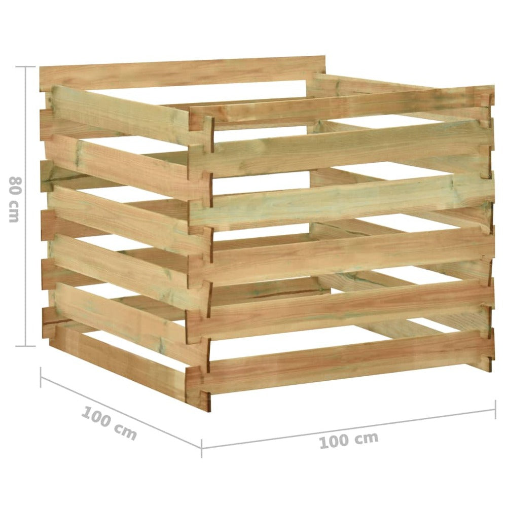 VIDAXL Composteur De Jardin à Lattes 100x100x80cm Bois De Pin Imprégné