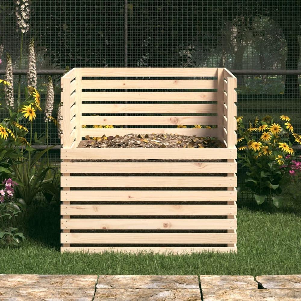 VIDAXL Composteur 100x100x102 Cm Bois Massif De Pin