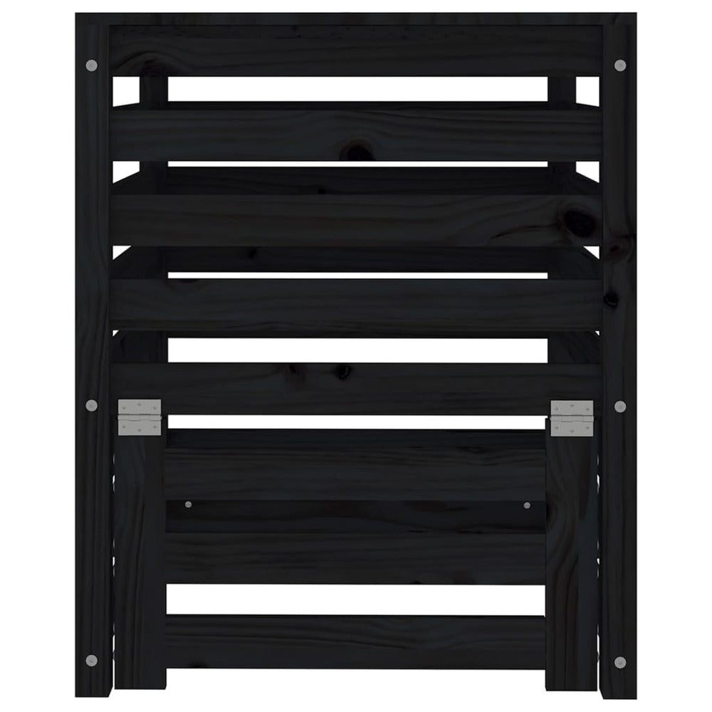 VIDAXL Composteur Noir 63,5x63,5x77,5 Cm Bois Massif De Pin