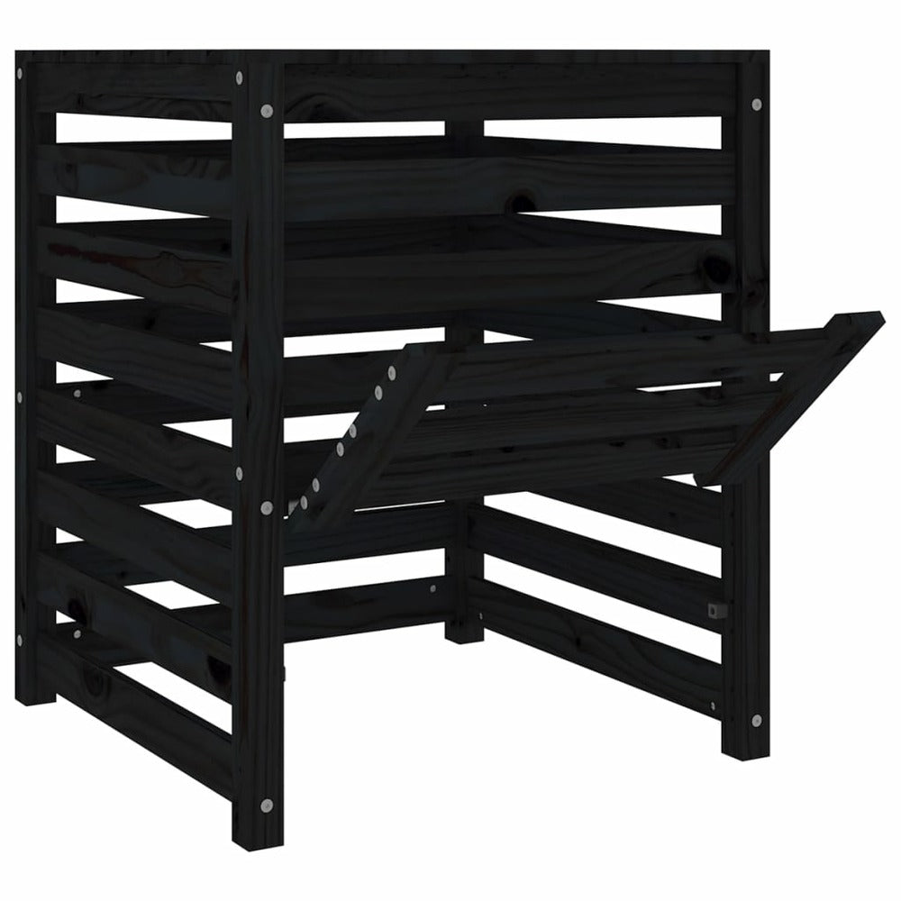 VIDAXL Composteur Noir 63,5x63,5x77,5 Cm Bois Massif De Pin