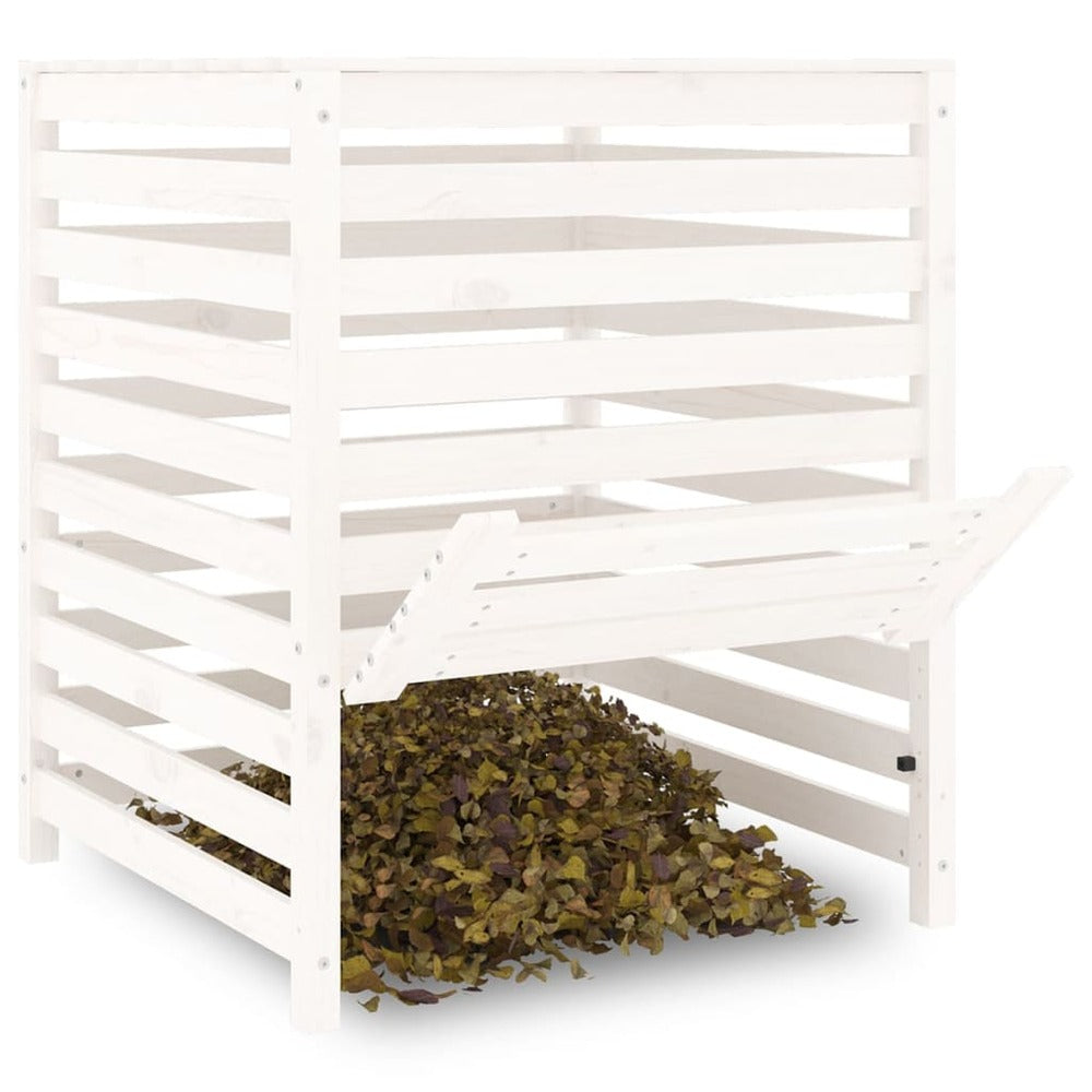 VIDAXL Composteur Blanc 82,5x82,5x99,5 Cm Bois Massif De Pin